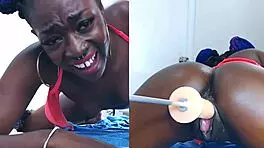 ebony cam girl squirts solo with toys
