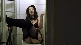 Teen Brit rides old dude hard while wearing sexy stockings for fun.