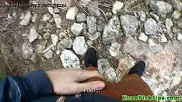 Euro girlnextdoor sucks cock outdoors in public reality with teen 18+ blonde neighbors.