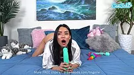 cute brunette teen stuffs her pussy with toys on webcam