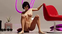 elizabeth plays a game and touches herself in cute cartoon style