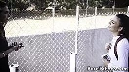 teen beauty gets doggystyled while pussylicking in taboo threesome fantasy