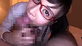 Japanese JK Shows Panties In POV Handjob