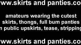 i struggle to hide panties in tiny skirt