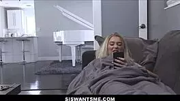 cute horny blonde teen stepsister wants stepbrother to watch her masturbate to orgasm pov