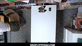 ”Petite redheaded teen Pepper Hart caught stealing and then was forced to have sex with a police officer in a store”