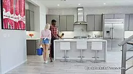Teen Cleaner Pounded Hard by Owner's Big Black Cock