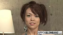 busty asian teen's cum dripping blowbang