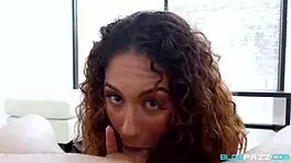 Latina Liv Deepthroats Big Cock at Work Before Cumshot