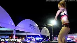 Hot Thai teen gives a sexy dance in bikini with upskirt views.