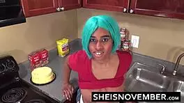 Step Brother Seduces MsNovember in Kitchen