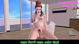 Marathi audio story of animated 3d girl with banana