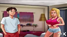 Summertime saga babe reveals her tits.