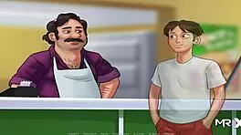 Summertime saga babe reveals her tits.