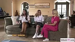 Large breasted stepmom and her stepdaughter have lesbian scenes and include face sitting and eating