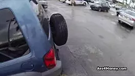 Perky Blonde Amateur Gets Paid For Outdoor Public Blowjob In POV.