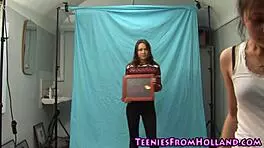 Teen model showing small tits in high definition interview!