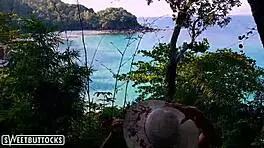 Tanned, beautiful and a teens 18 years old… girl shows off her fat bubble butt in an outdoor tropical wilderness