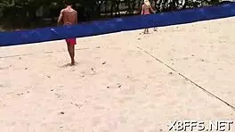 teen babe gives her pussy to lad in group fuck with blowjob