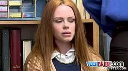 ella takes officer's cock in office blowjob scene