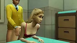 Teacher fucks teen student in classroom, licking pussy and assfucking.