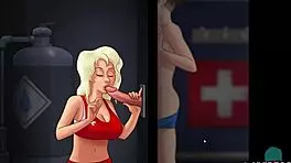 Summertime saga 58 roleplay with teen 18+ brunette pussy, big cock game, pov monster cock, ass, and cum in tight hole.