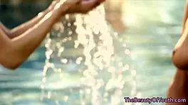 gorgeous petite teen orally pleased by horny girlfriend with fingering