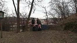 Old Man Fucks Teen Outdoor in Shaved Pussy Scene with Cunilingus