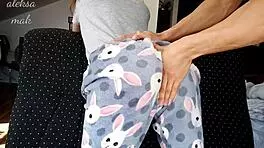 Stepbrother spanks red ass and fingers shaved stepsister