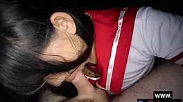 Asian big ass teen riding big cock after massage