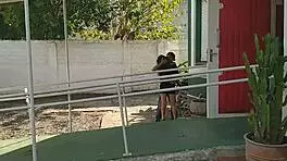 amazing outdoor handjob on monster cock with big ass tits in daylight reality!