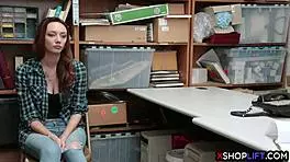 Shoplifting teen says, Let me suck in the office.
