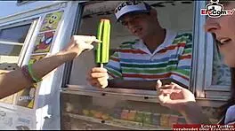 Brunette teen 18+ with small 18+ natural tits enjoys a ride in a car