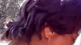 petite latina swallows huge cock cum by riverfront