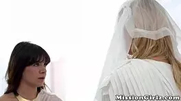 Innocent Mormon Babe Explores Toys with Friend