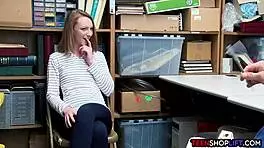 Redhead teen caught shoplifting by mall cop