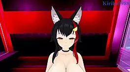 Houshou marine and ookami mio in intense hentai sex