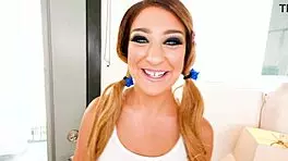 kiarra kay swallows huge cock in pov