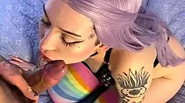 anime babe plays hard with neighbor's dick, swallowing it whole in costumes