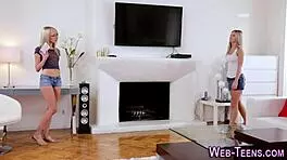 small titted teenager licks something