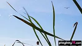 Skinny Canadian beauty Alexandra strips outdoors playfully 😊