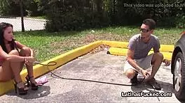 stranded gf gets picked up and fucked for money