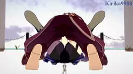 Amber and Fischl Fuck Aether in Genshin Hentai