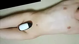 Teen masturbates intensely with rotor.