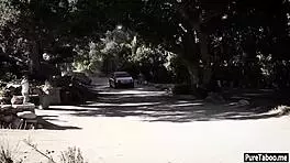 black guy smashes hot virgin teen's hairy pussy in garage