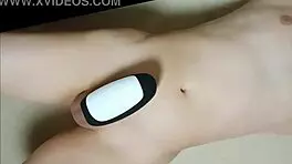 Teen masturbates intensely with rotor.