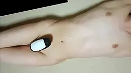 Teen masturbates intensely with rotor.