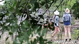 Bffs Tease Cock of Horny Lad in Missionary Group Sex