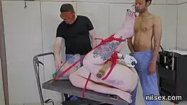 Wiggling and wet teenage girl 18 fresh pornslave anal gets her tight asshole stretched on BDSM anal train