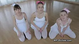 3 Teen Ballerinas On 1 Big Cock